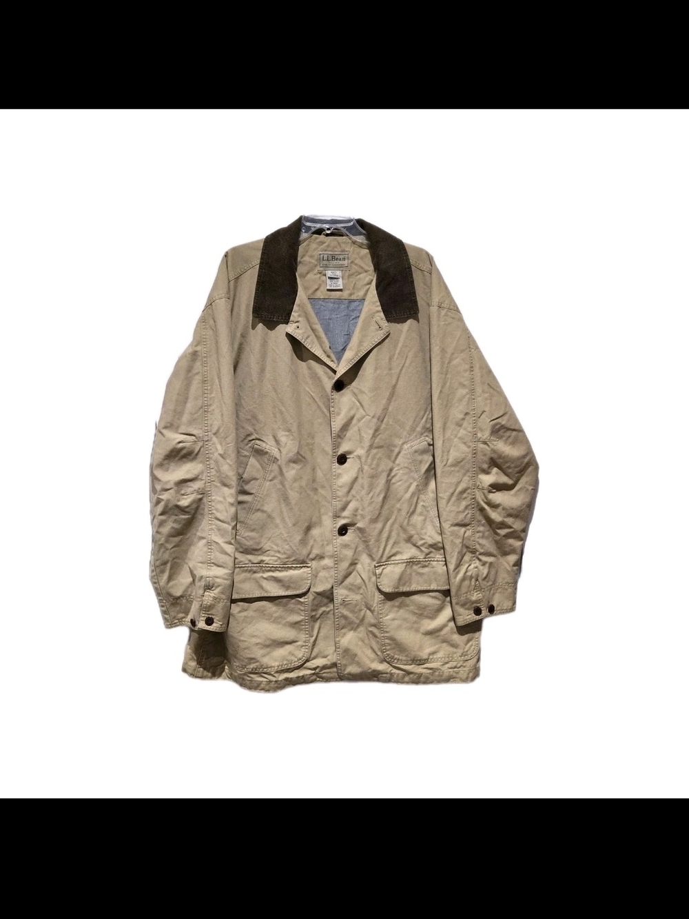 L.L. Bean Tan Field Coat with Dark Brown Corduroy Collar